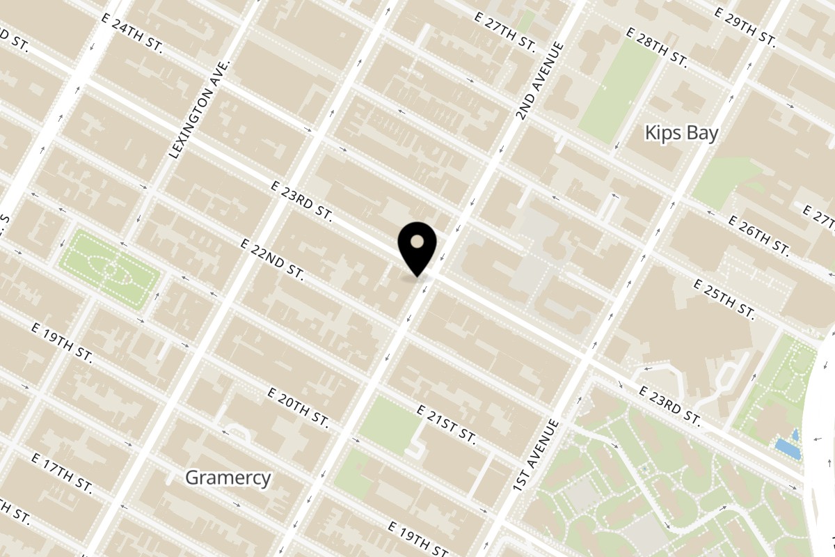 Map showing the location of Orion Diner & Grill on 395 2nd Ave in New York